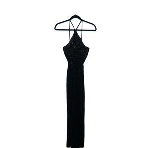 Vintage Y2K 90's Jump Apparel Co Velvet Glitter Top Gown  - Black 9/10